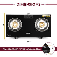 Borosil Magnum Glass-top Gas stove, 2 Burners