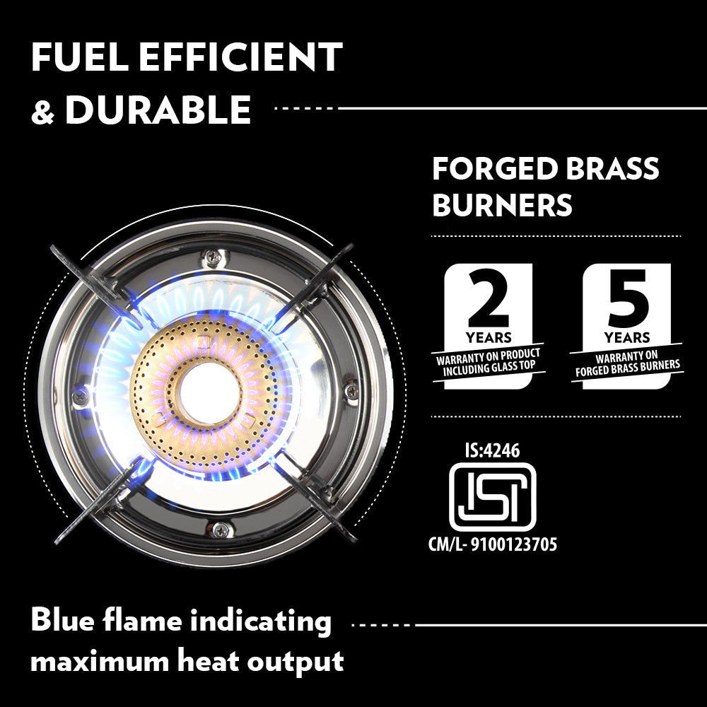 Borosil Magnum Glass-top Gas stove, 2 Burners