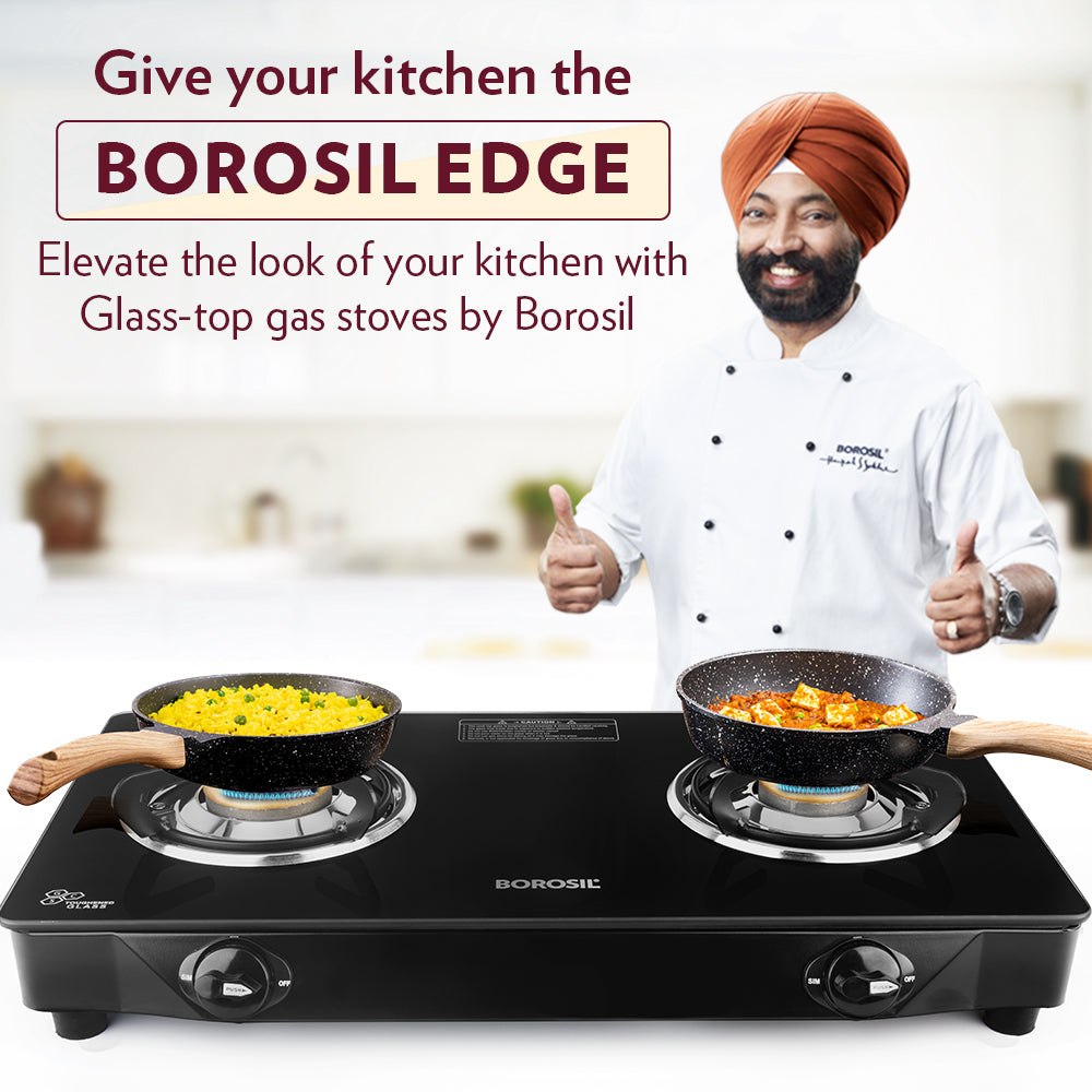 Borosil Magnum Glass-top Gas stove, 2 Burners
