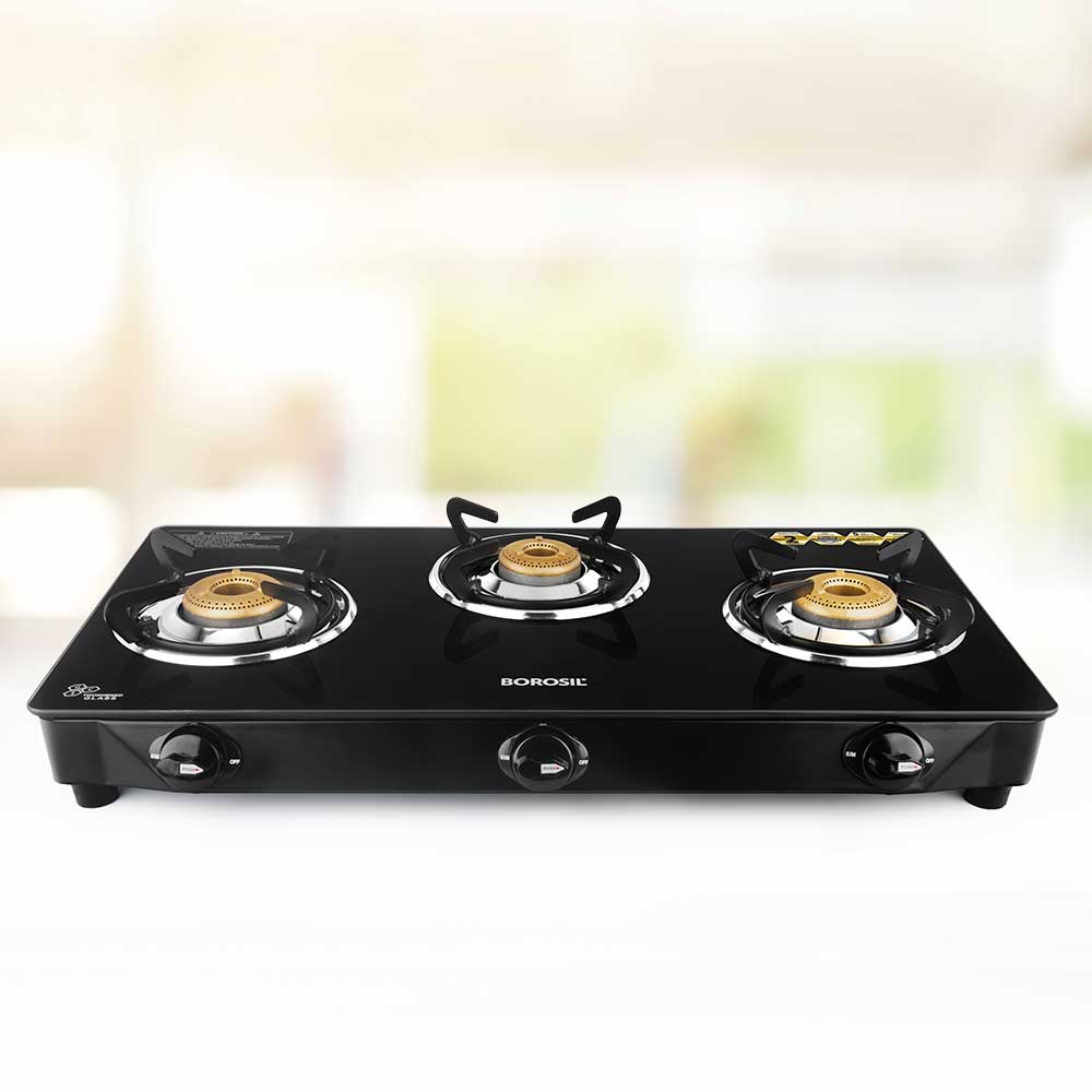 Borosil Magnum Glass-top Gas stove, 3 Burners