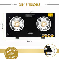 Borosil Blaze Glass-top Gas stove, 2 Burners