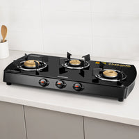 Borosil Prima Glass-top Gas stove, 3 Burners