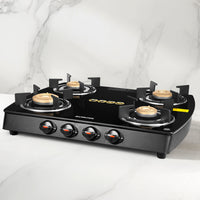 Borosil Prima Glass-top Gas Stove, 4 Burners