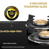 Borosil Prima Glass-top Gas Stove, 4 Burners