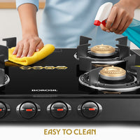 Borosil Prima Glass-top Gas Stove, 4 Burners
