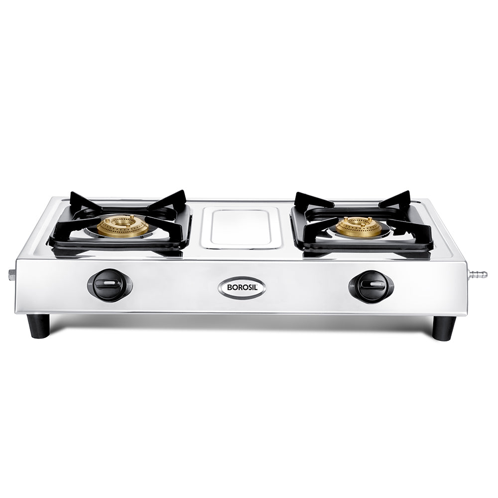 Borosil Smart Flame Stainless Steel Gas Stove, 2 Burners
