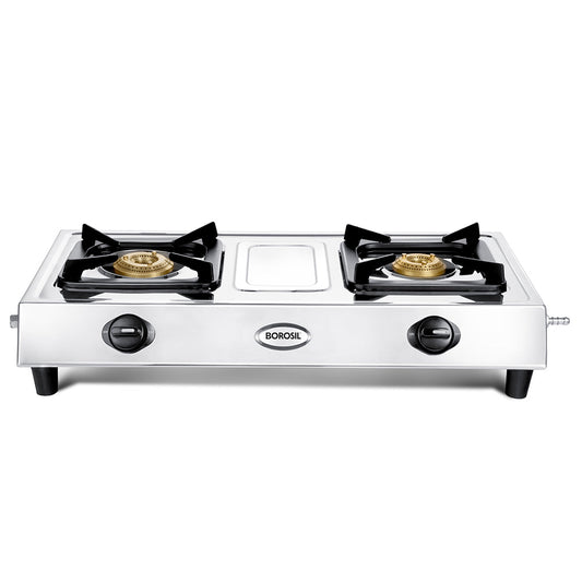 Borosil Smart Flame Stainless Steel Gas Stove, 2 Burners