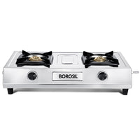 Borosil Smart Flame DLX Stainless Steel Gas Stove, 2 Burners