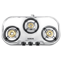 Borosil Ignite Pro Stainless Steel Gas Stove, 3 Burners