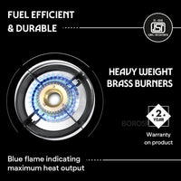 Borosil Ignite Pro Stainless Steel Gas Stove, 3 Burners