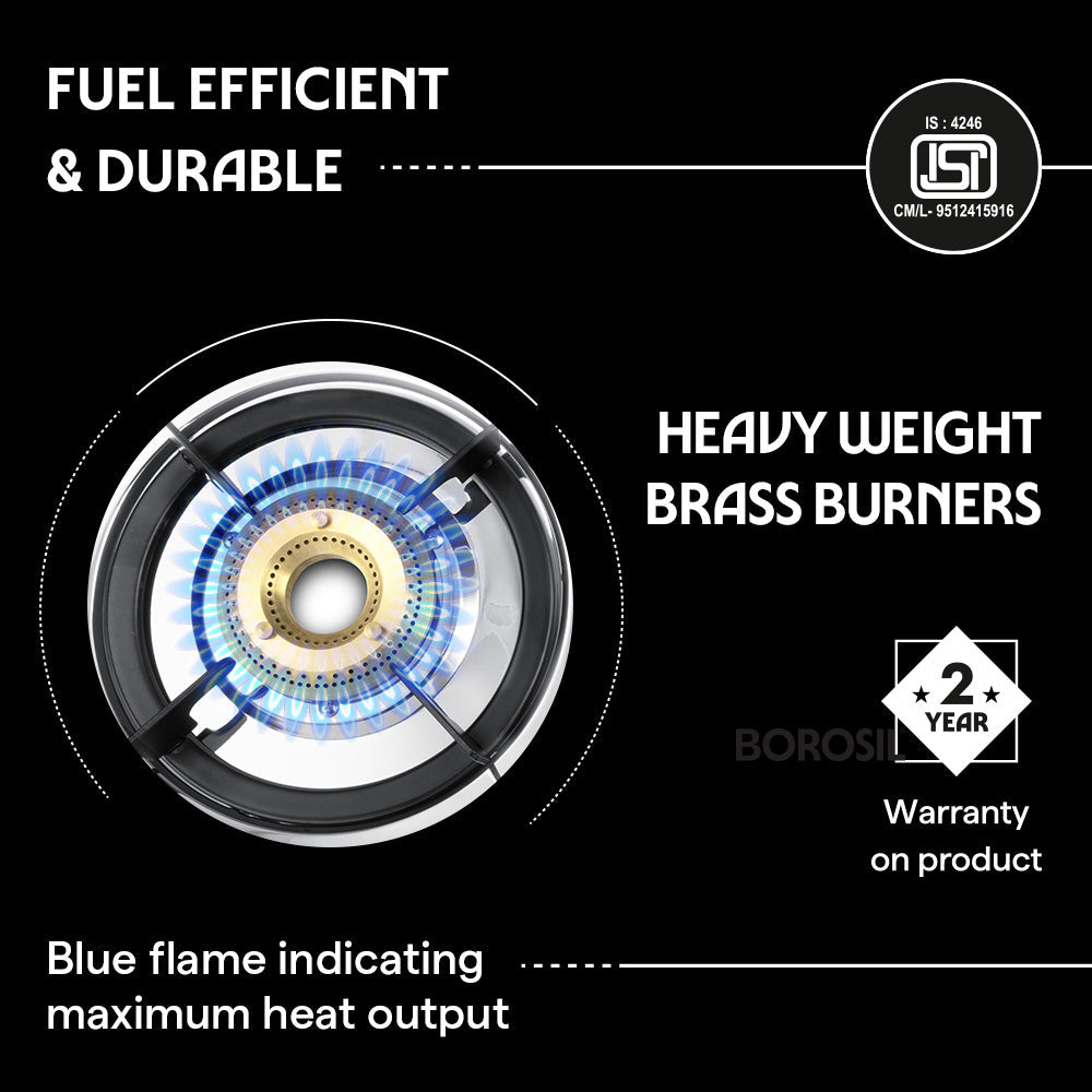 Borosil Ignite Pro Stainless Steel Gas Stove, 3 Burners