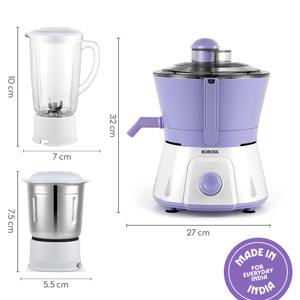 Primus III Juicer Mixer Grinder, 500 W, 2 Jars + Juicer Mesh