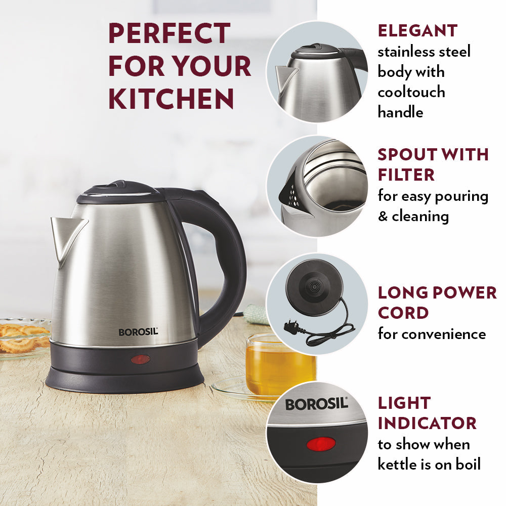 Borosil Rio Electric Kettle, 1.8L