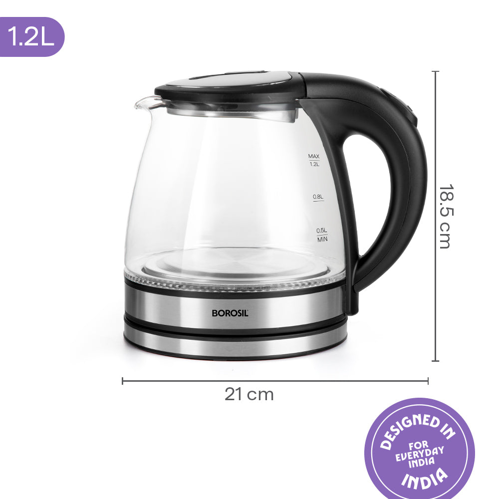 Crystal 1.2L Electric Glass Kettle, 1350 W