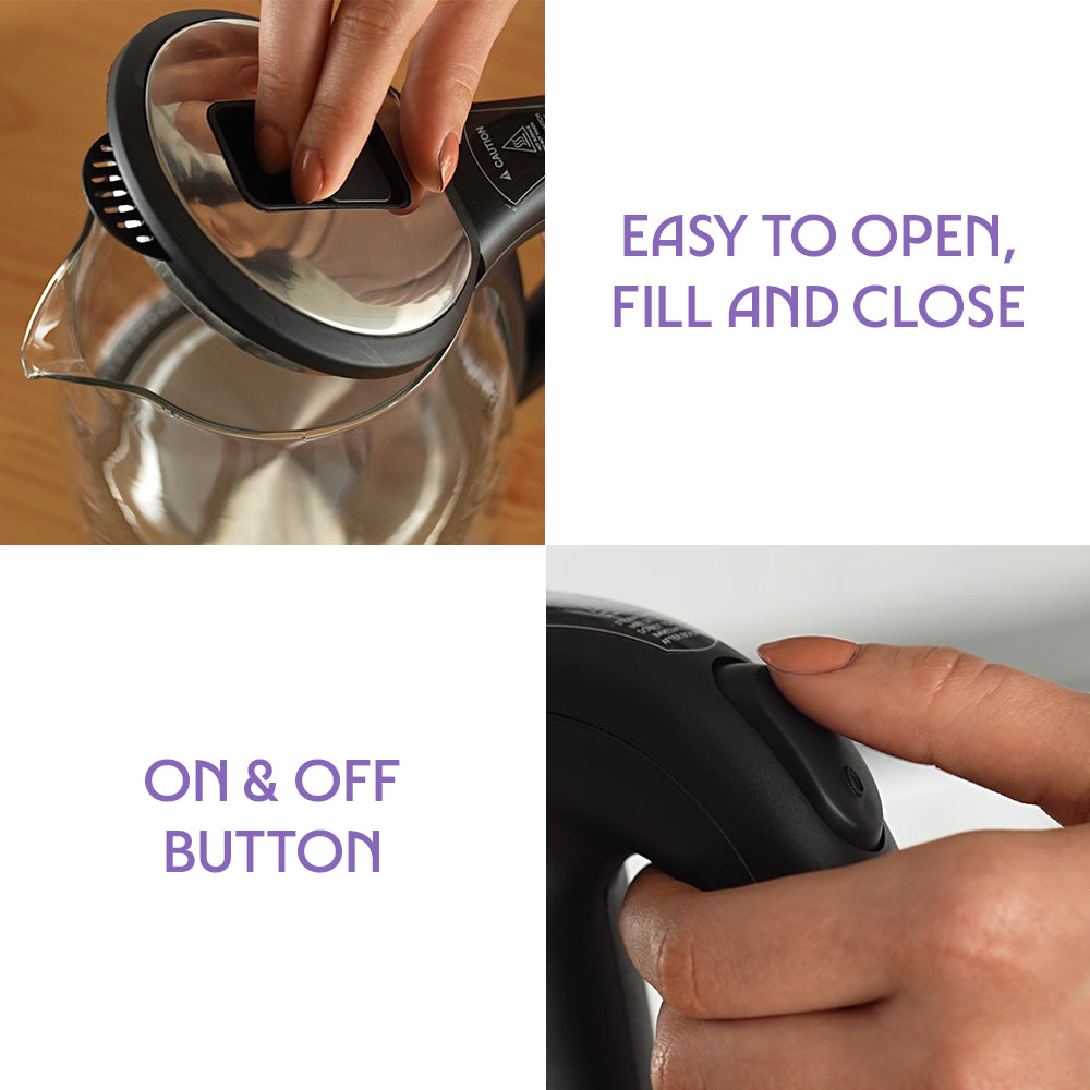 Crystal 1.2L Electric Glass Kettle, 1350 W