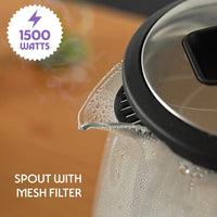 Crystal 1.8L Electric Glass Kettle, 1500 W