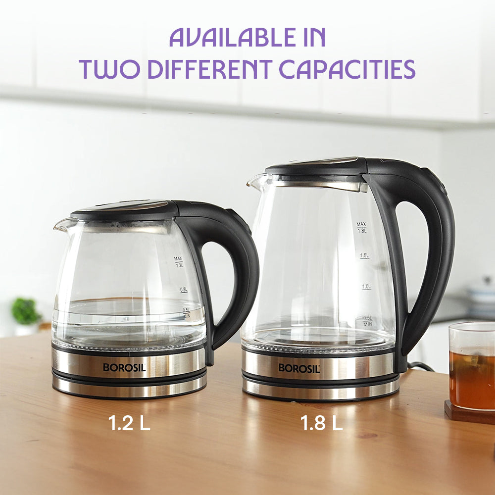 Crystal 1.8L Electric Glass Kettle, 1500 W