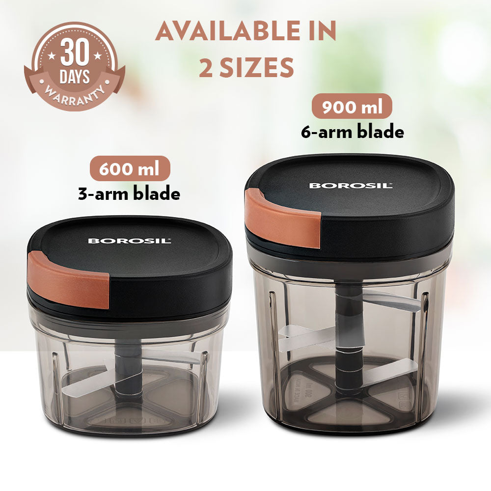 Borosil EazyPull Chopper, 600ml - 3 Blades