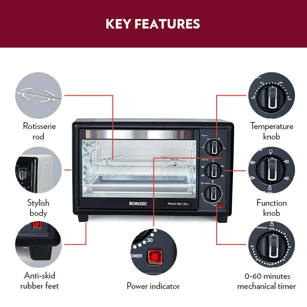Borosil Prima Pro 30L Oven Toaster Griller (OTG)