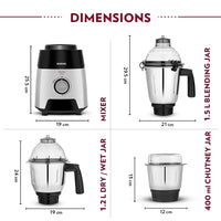 Borosil Silverline Mixer Grinder W17