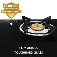 Borosil Blaze Glass-top Gas stove, 2 Burners (1 Large & 1 Small)