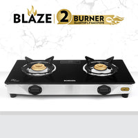 Borosil Blaze Glass-top Gas stove, 2 Burners (1 Large & 1 Small)