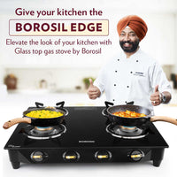 Borosil Flare Glasstop Gas stove, 4 Burners, 4burners(2large&2small)