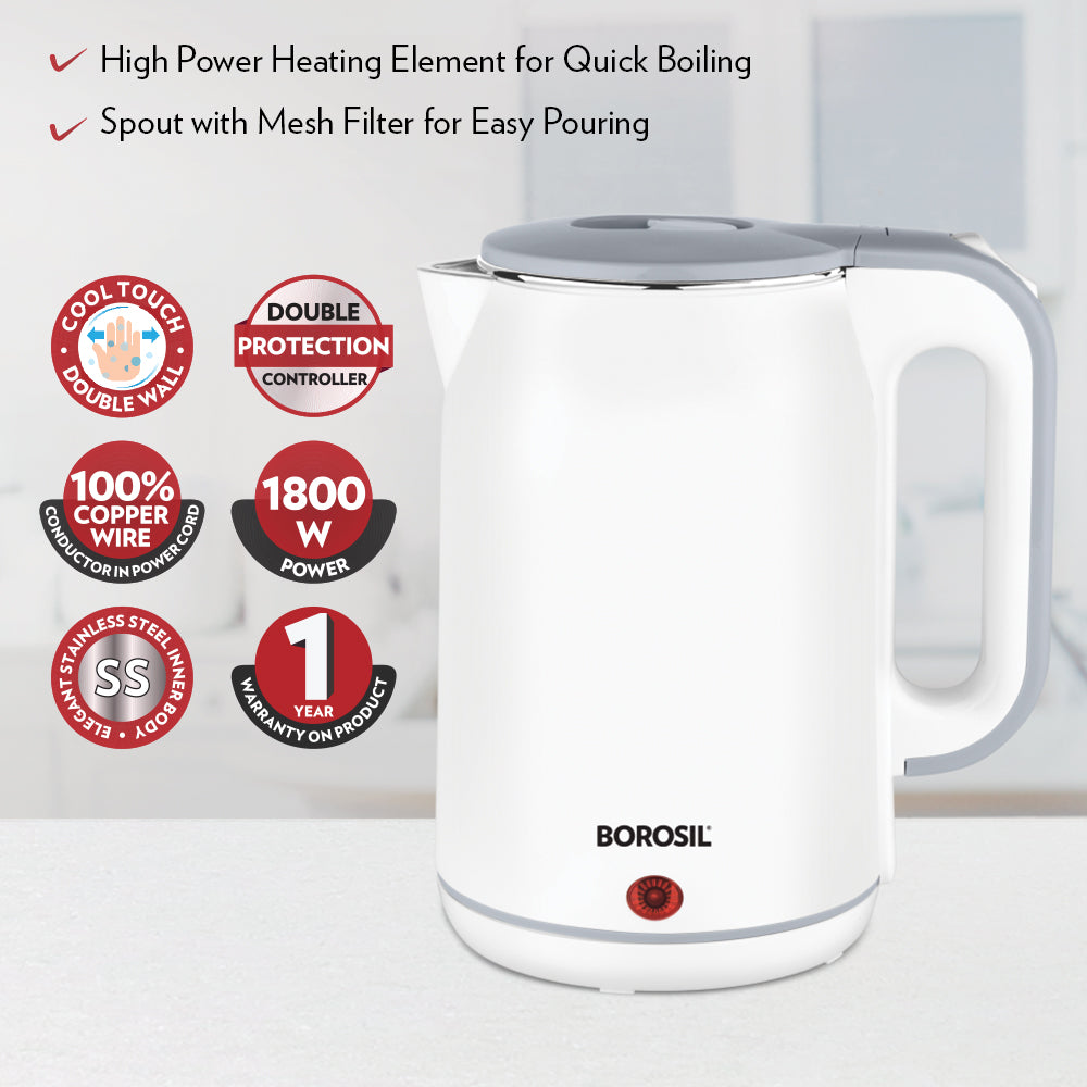 Borosil Cooltouch Electric Kettle, 1.8L