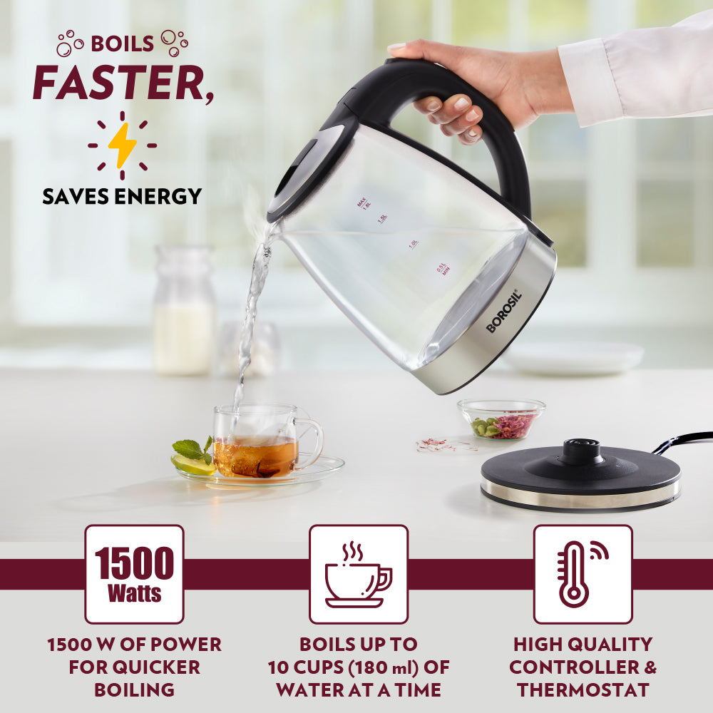 Borosil Electric Glass Kettle, 1.8L