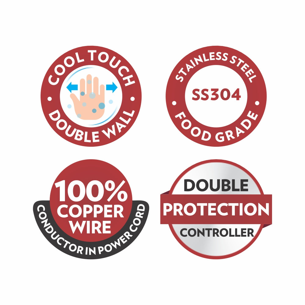 Borosil Eva SS Cooltouch Kettle, 600 ml