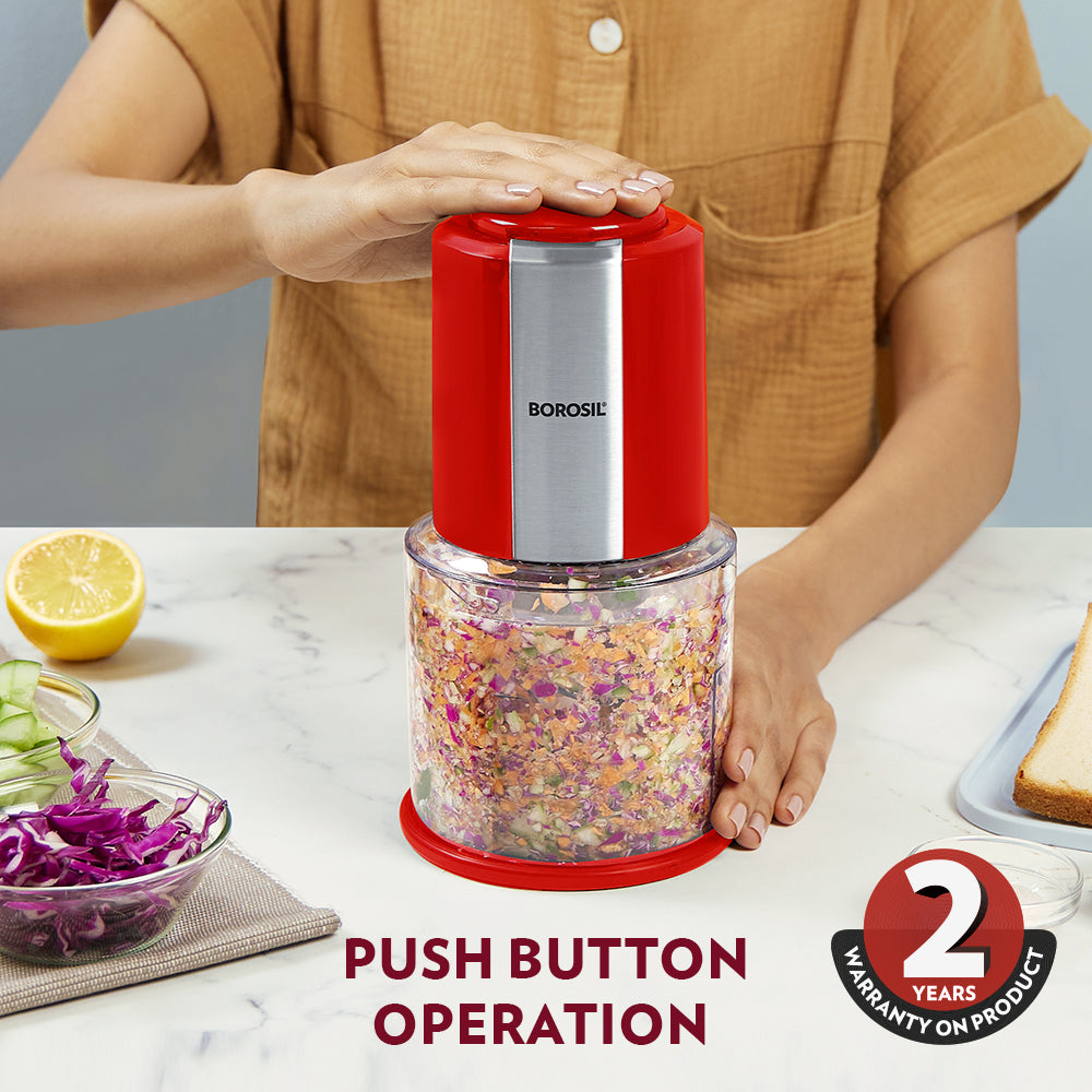 Borosil Chef Delite 300W Chopper, Red