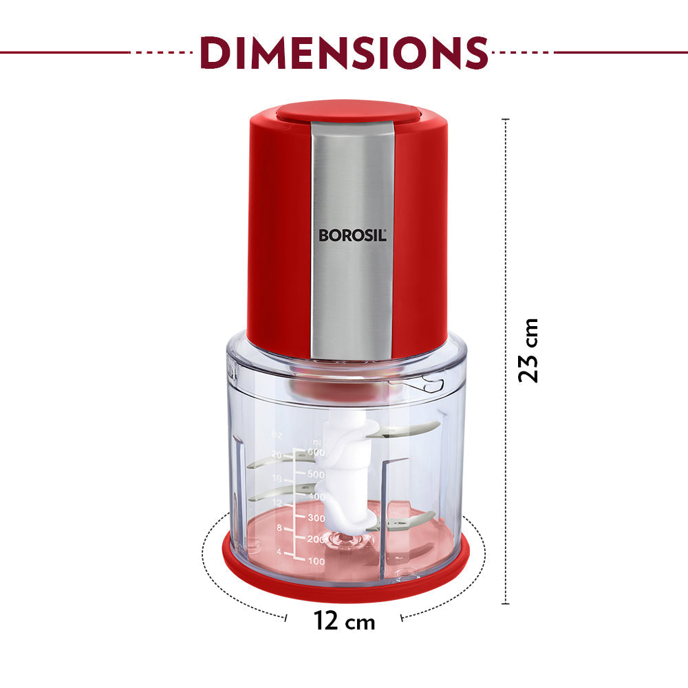 Borosil Chef Delite 300W Chopper, Red