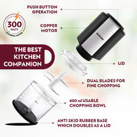 Borosil Chef Delite Chopper with Dual Blade