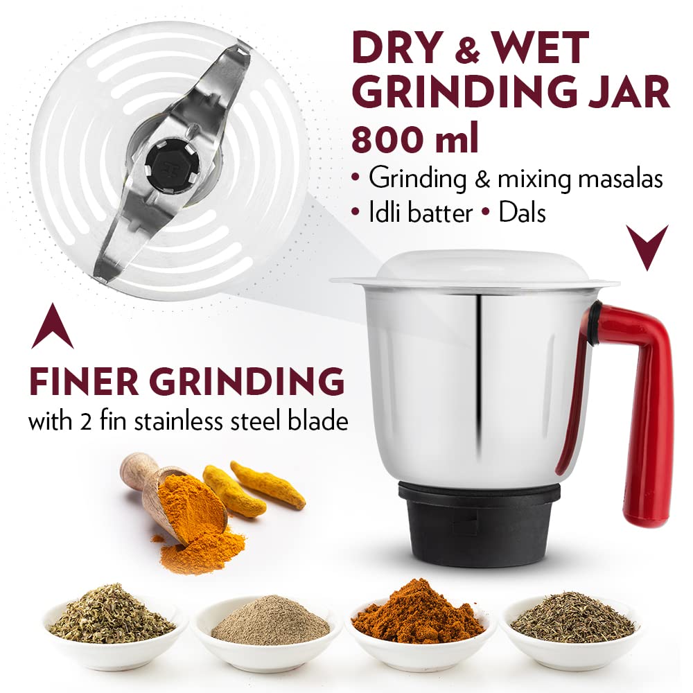 Borosil Star Mixer Grinder-Maroon
