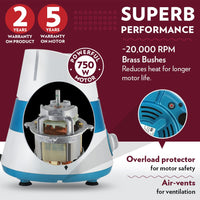 Borosil Supermax Mixer Grinder-Blue