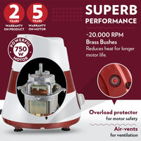 Borosil Supermax Mixer Grinder-Red