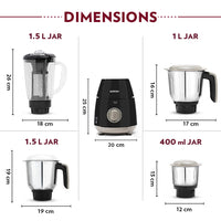 Borosil Infinity Mixer Grinder, 4 Jars