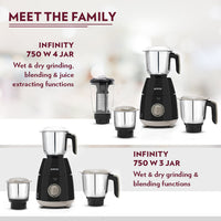 Borosil Infinity Mixer Grinder, 4 Jars
