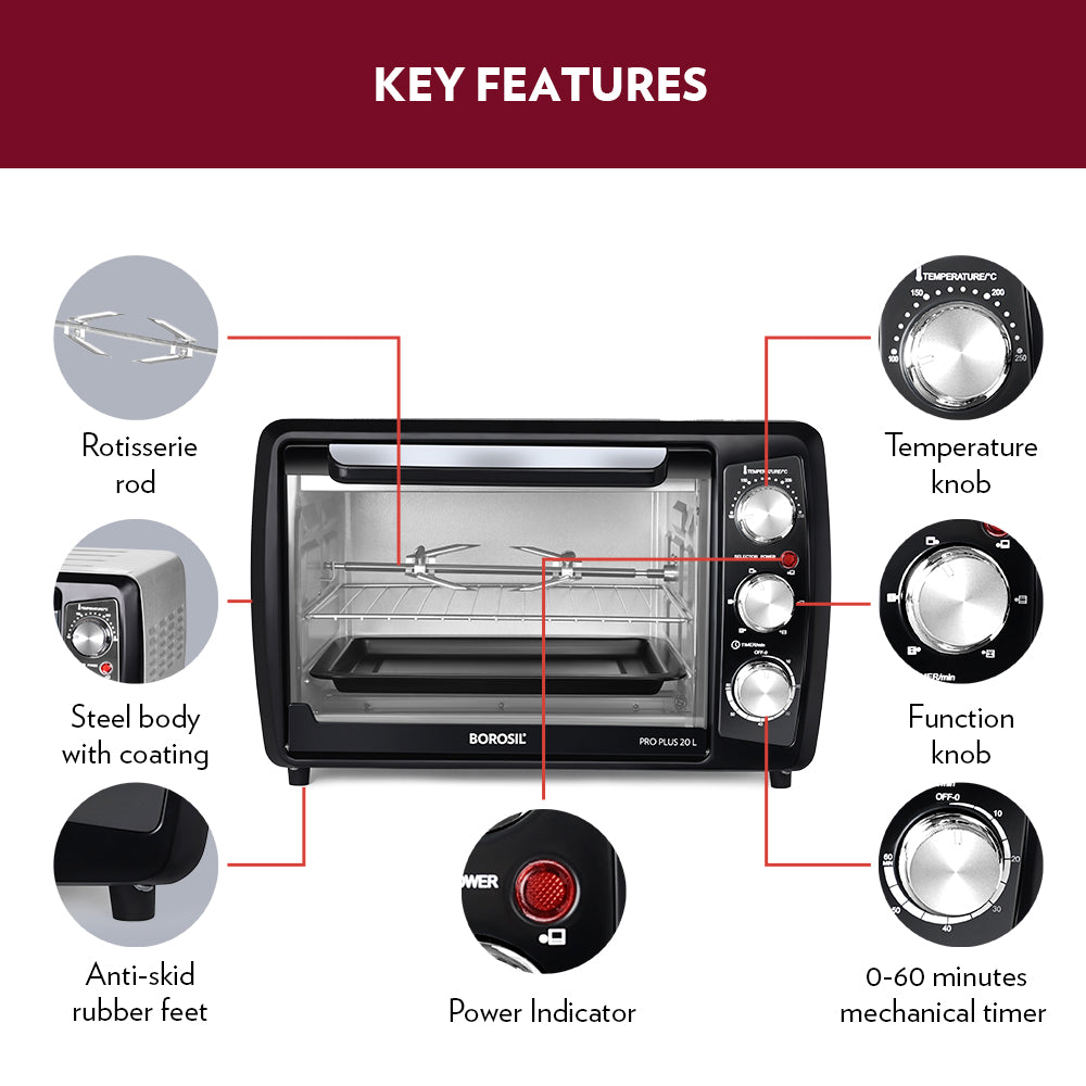 Borosil ProPlus 20 L Oven Toaster Griller (OTG)