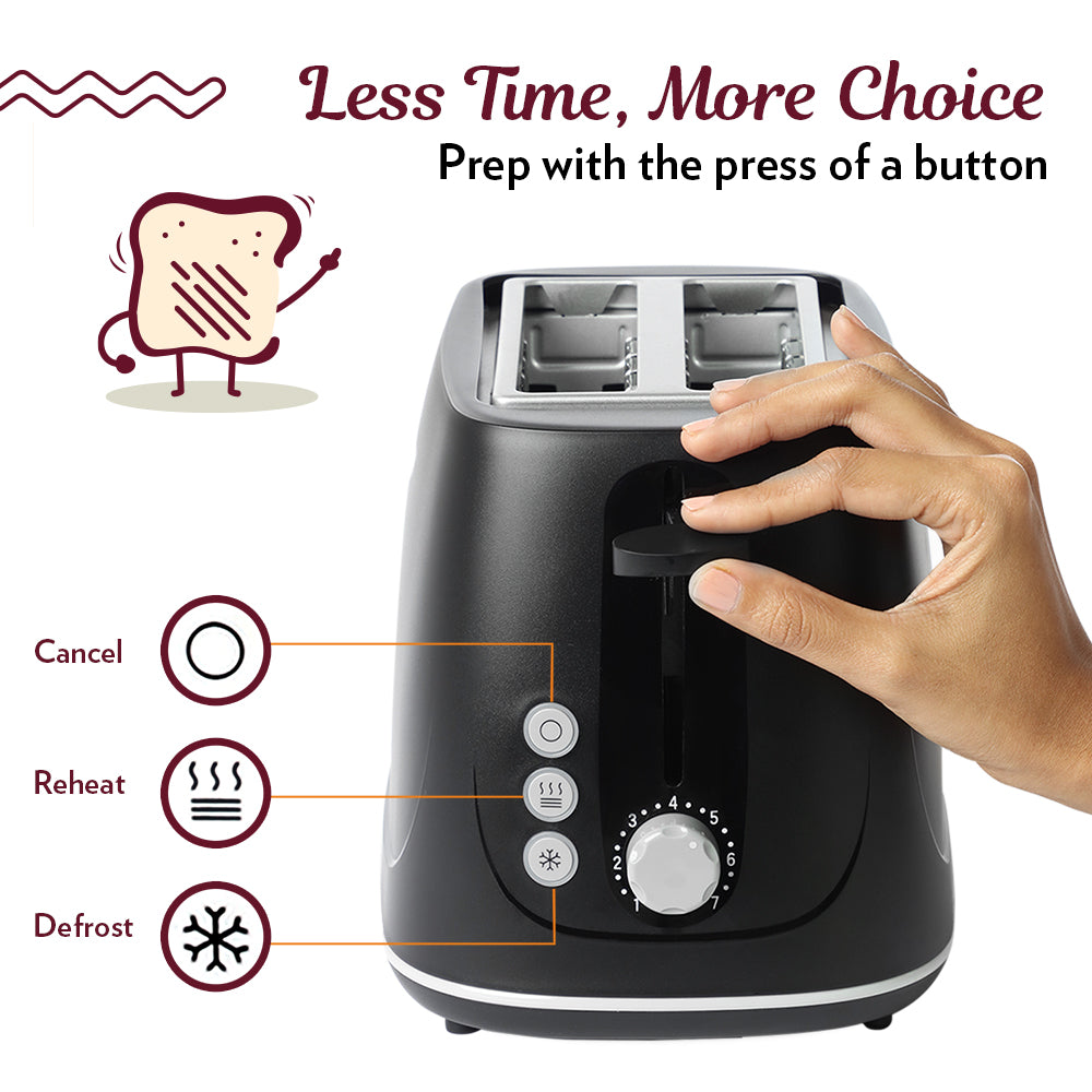 Borosil Krispy Pop-Up Toaster, Black