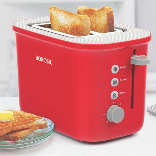 Borosil Krispy Pop-up Toaster, Red